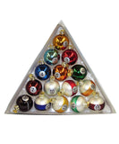 Kurt Adler - 40MM Pool Ball Glass Ornaments, 15-Piece Box Set - C1608