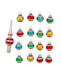 Kurt Adler - 30MM Early Years Miniature Glass Ball Ornaments and Treetop Set, 17-Piece Box Set - GG1401