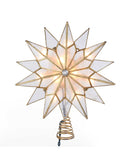 Kurt Adler - 9.84" UL 10-Light Capiz Double Tip Star With Center Gem Treetop - UL3141