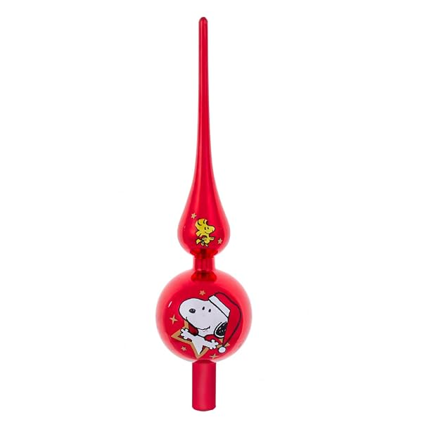 12-Inch Snoopy Glass Tree Topper