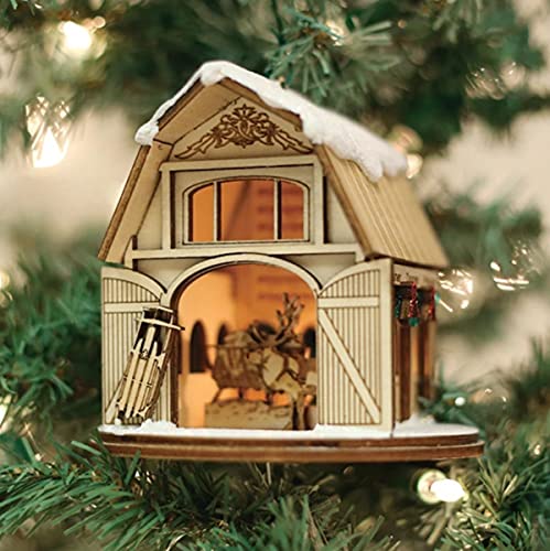 Beautiful Old World Christmas Ginger Cottages Santa's Reindeer BARN Ornament 80013 31052022