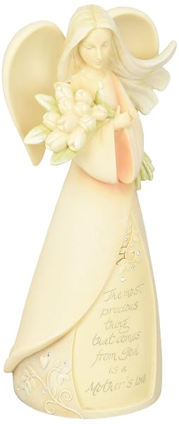 Enesco Foundations Mother Angel Stone Resin Figurine, 7.5"