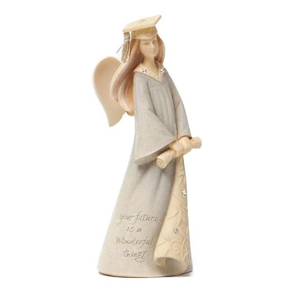 Foundations Graduation Mini Angel Stone Resin Figurine, 4.25”