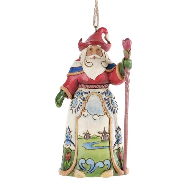 Jim Shore Heartwood Creek Dutch Santa Stone Resin Hanging Ornament, 4.5” for Christmas