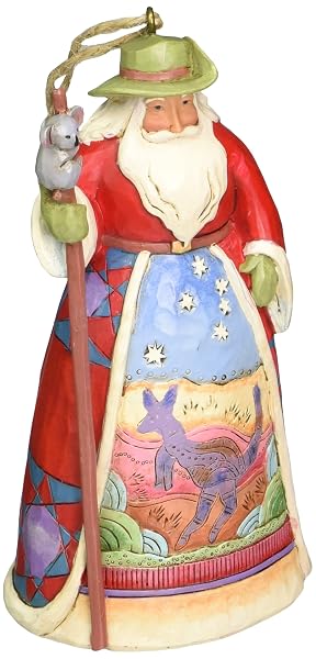 Jim Shore Heartwood Creek Australian Santa Stone Resin Hanging Ornament, 4.75” for Christmas