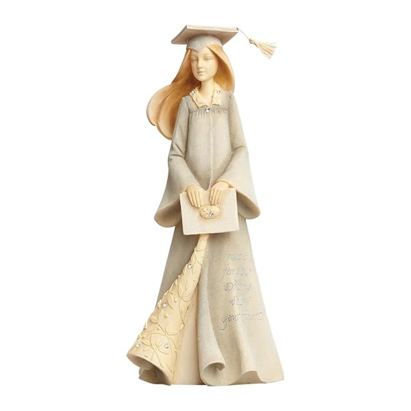 Enesco Foundations Reach for Your Dreams Graduation Girl Figurine, 7.68 Inch, Multicolor