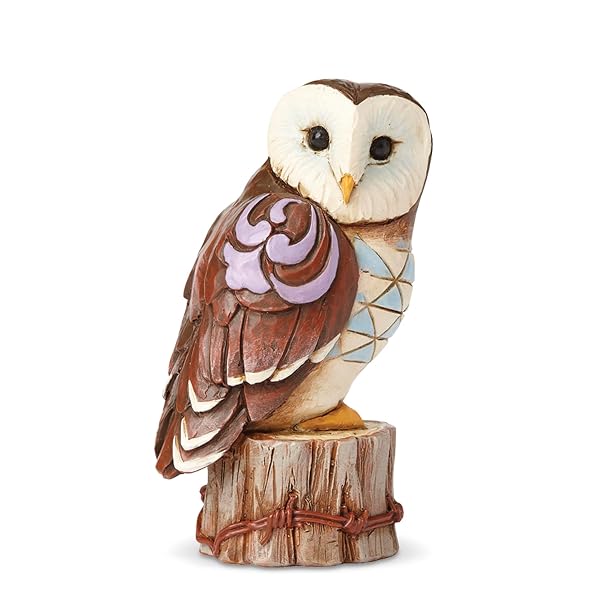 Enesco Jim Shore Heartwood Creek Owl on Tree Stump Miniature Figurine, 3.5 Inch, Multicolor