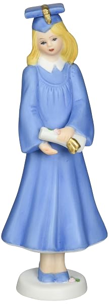 Enesco Growing Up Girls “Blonde Graduate” Porcelain Figurine, 6.25”, Blue, White