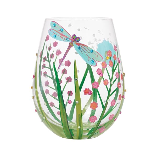 Enesco Lolita Stemless Dragonfly Wine Glass, 4.53-inch Height, 1 Count (Pack of 1)