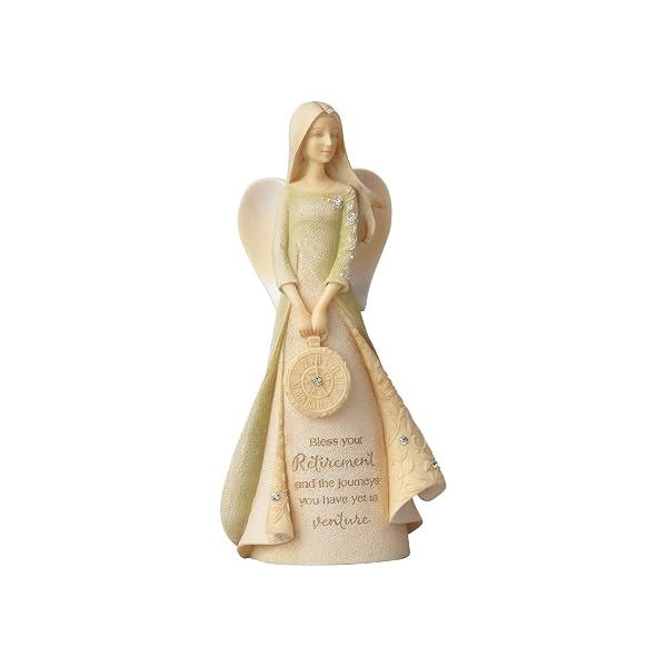 Enesco Foundations Retirement Journey Angel Holding Clock Miniature Figurine, 4.33 Inch, Multicolor