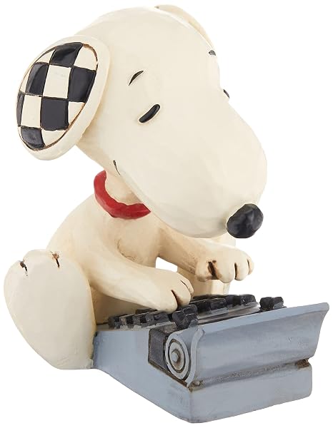 Enesco Jim Shore Peanuts Snoopy Typing Miniature Figurine, 3 Inch, Multicolor