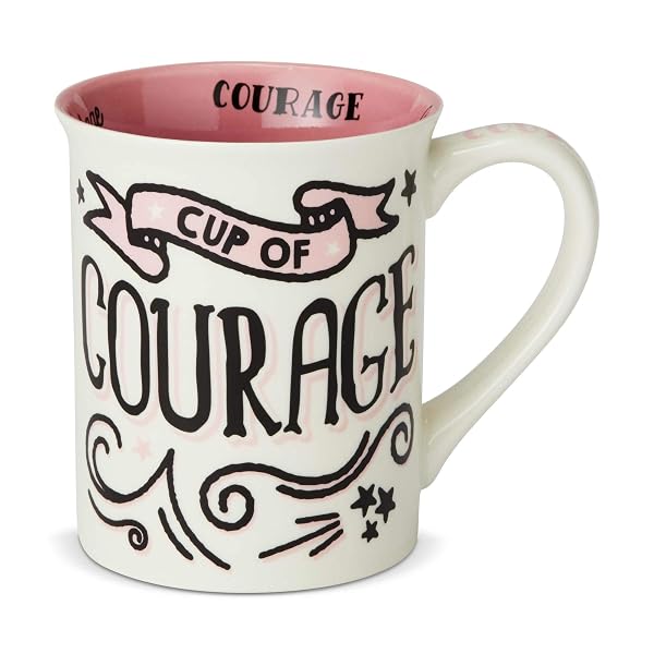Enesco 6002463 Our Name is Mud “Cup of Courage, 16 oz. Stoneware Mug, Pink