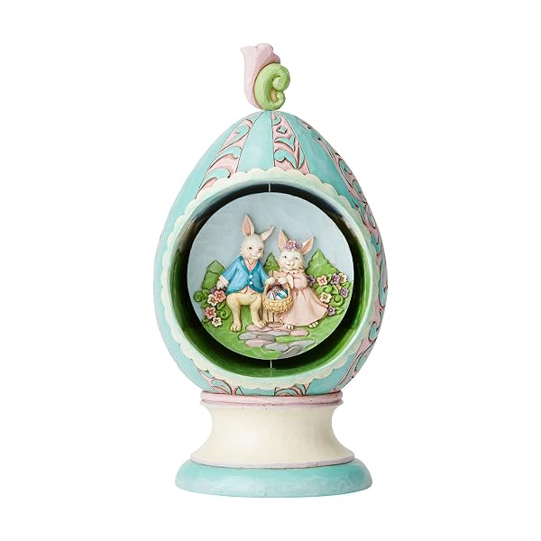 Jim Shore Strolling Through Spring Easter Egg with Rotating Scene 6003625 New
