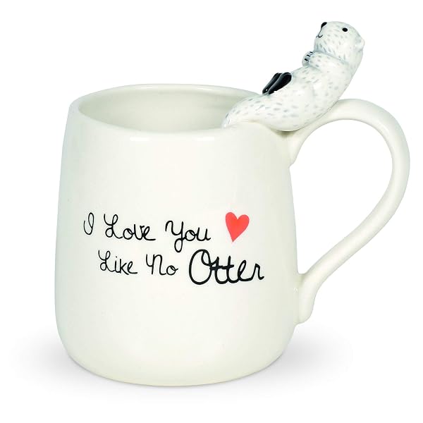 Enesco - 6005733 Enesco Our Mame is Mud Otter Love You Sculpted Coffee Mug, 16 Ounce, Multicolor