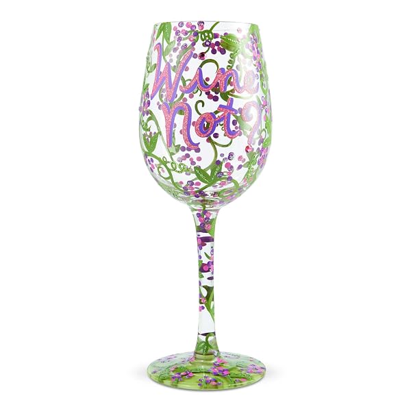 Enesco 6006285 Designs by Lolita Hand-Painted Artisan Wine Glass, 15 Ounce, Multicolor