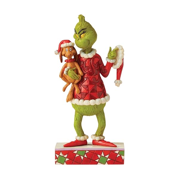 Enesco Jim Shore The Grinch Holding Max Under Arm Figurine, 7.64 Inch, Multicolor