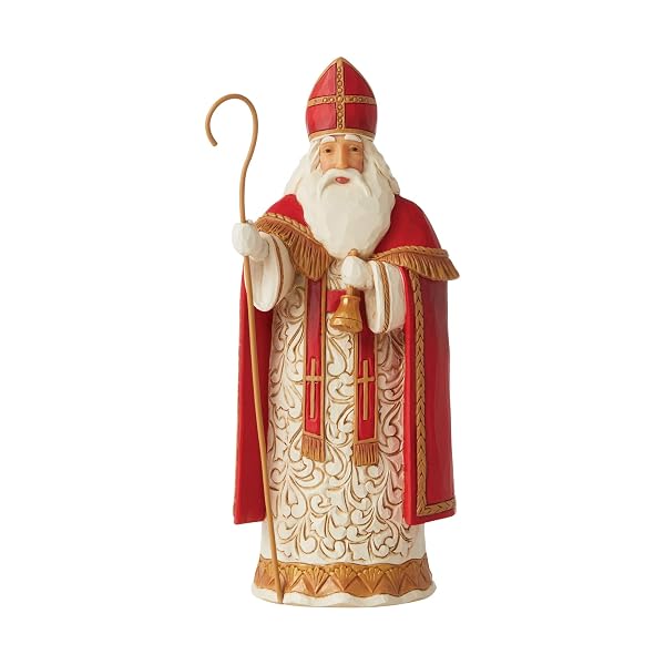 Enesco Jim Shore Heartwood Creek Christmas Around the World Belgian Santa Generous St. Niklaas Figurine, 7.2 Inch, Multicolor