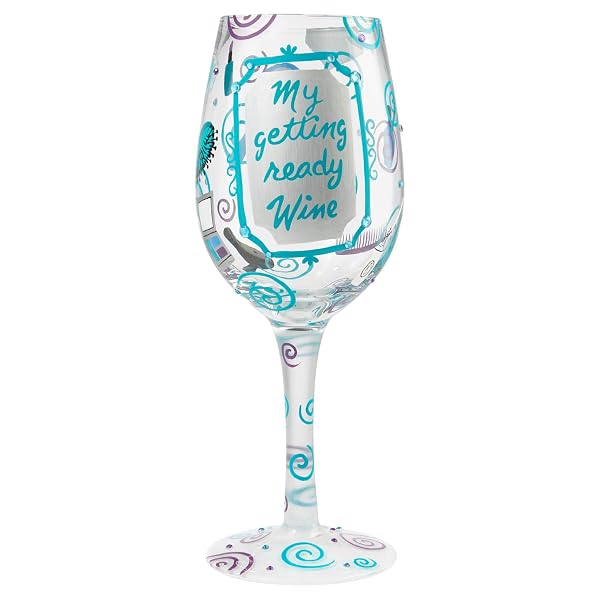 Enesco 6007481 Designs by Lolita Getting Ready Artisan Wine Glass, 15 Ounce, Multicolor