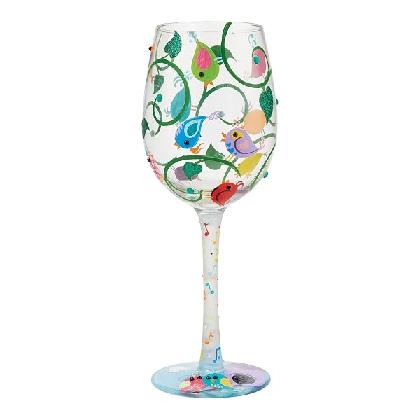 Enesco Lolita Wine Glass Song Birds, 15 ounces