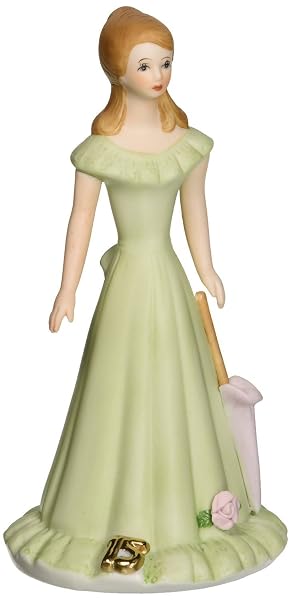 Enesco Growing Up Girls “Brunette Age 15” Porcelain Figurine, 7” Green