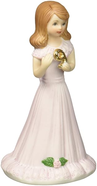 Enesco Growing Up Girls Brunette Holding Age 9 Figurine, 5 Inch, Multicolor