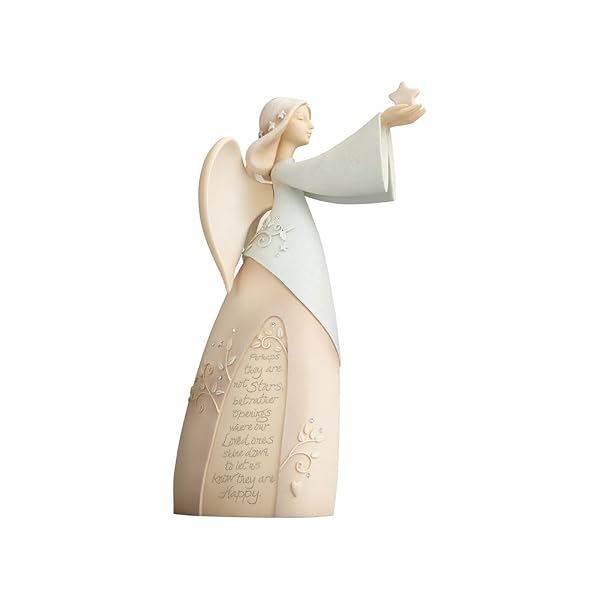 Enesco Foundations Collection Loved Ones Shine Down Bereavement Angel Figurine- Resin Hand Painted Collectible Decorative Angels Figurines Home Decor Memorial Statue, 9 Inch