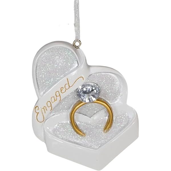 Engaged Heart Shaped Box and Ring with Gem Ornament