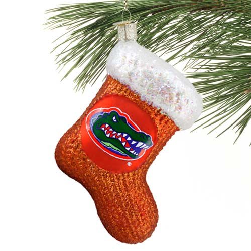 Florida Gators Orange Glass Stocking Ornament