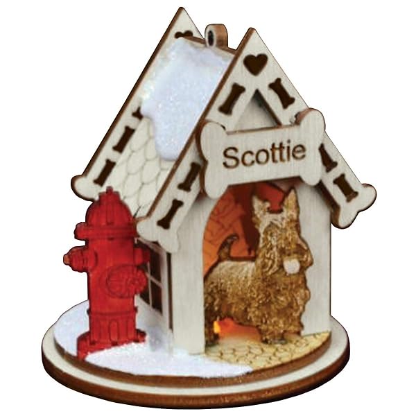Ginger Cottages - Scottie Dog Tea Light Display Wooden Christmas - 81006