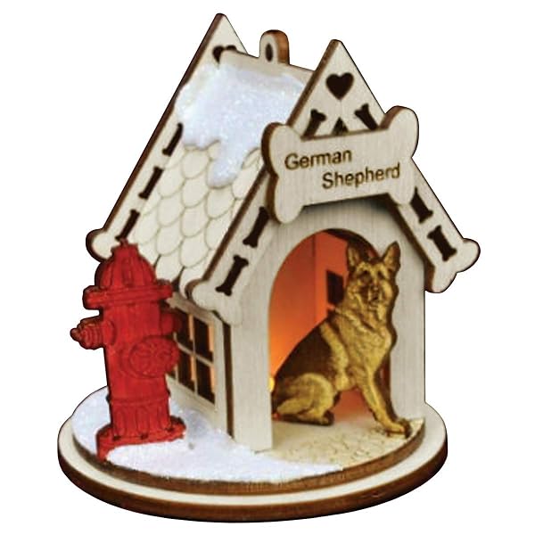 Ginger Cottages - German Shepherd Dog Tea Light Display Wooden Christmas - 81008