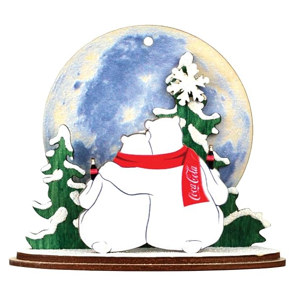 Ginger Cottages - Coca-Cola Polar Bear Moon Watch Wooden - 84213