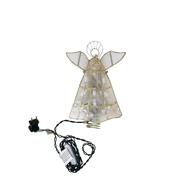 Kurt Adler - 10-Light Capiz Angel Treetop with Trumpet Clear - UL0340