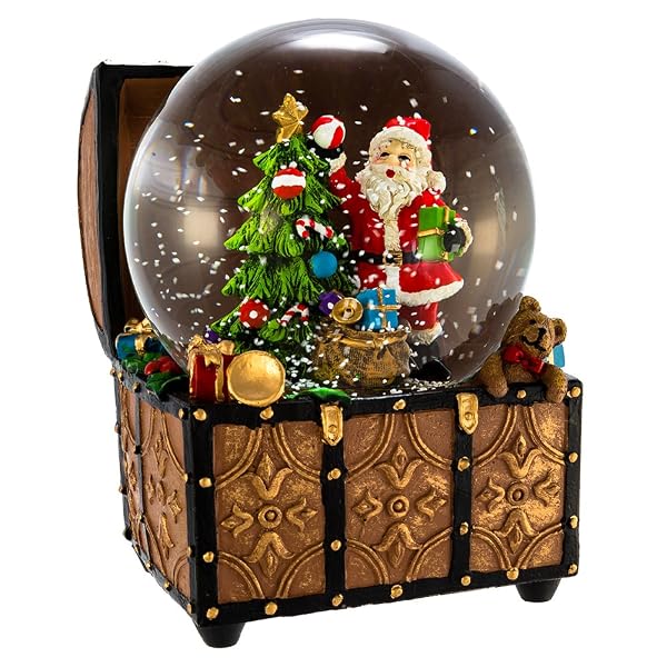 Kurt Adler - 100mm Wind-Up Musical Santa Water Globe in Treasure - J3259