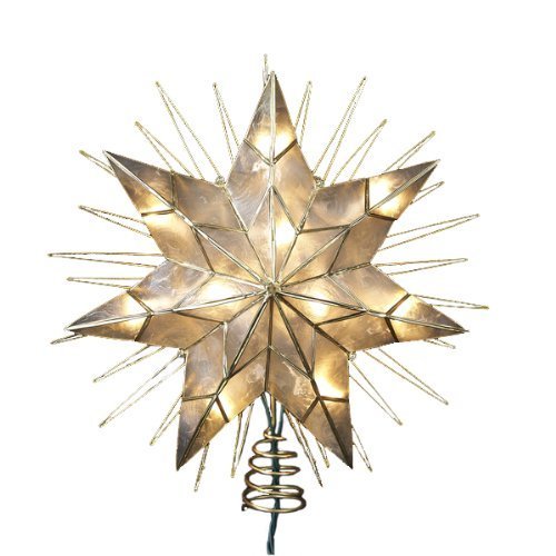 Kurt Adler - 12 7-Point Natural Capiz Lighted Tree Topper Christmas - UL3065