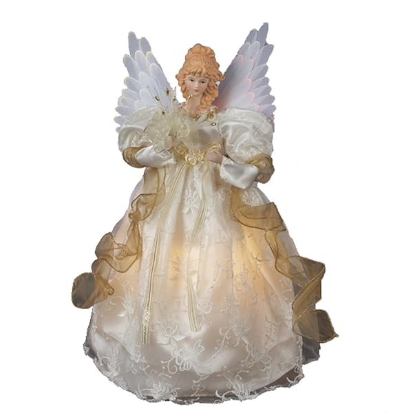 Kurt Adler - 14-Inch Fiber Optic Ivory and Gold Animated Angel - UL2173