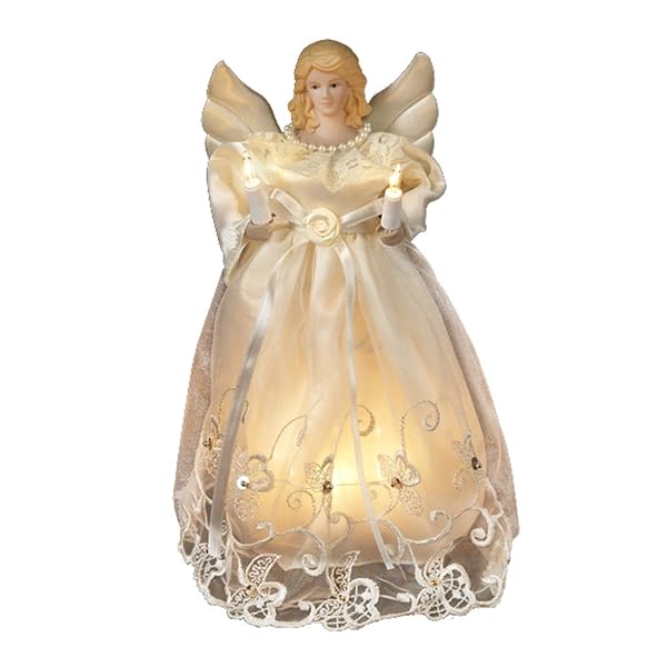 Kurt Adler - 10-Inch UL 10-Light Gold Ivory Angel Treetop - UL1076