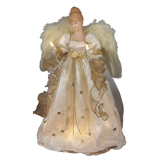 Kurt Adler - 16-Inch UL 10 Light Ivory and Gold Angel - UL2170