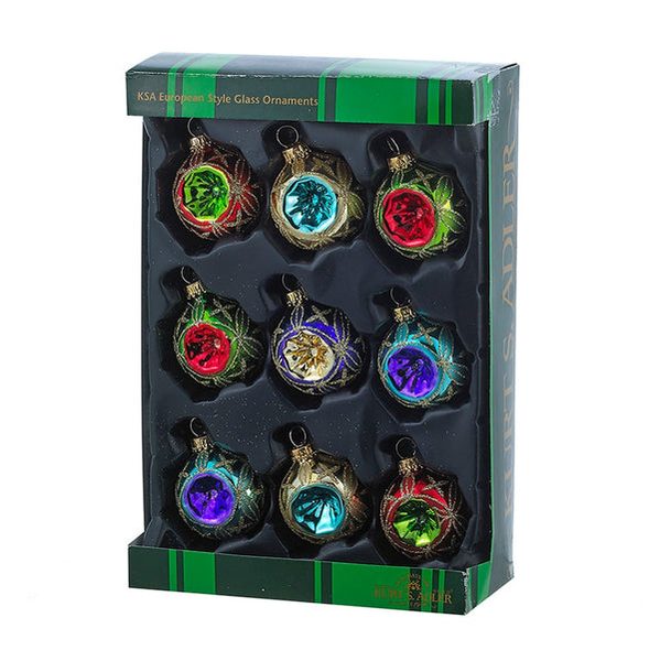 Kurt Adler - 45MM Glass Multicolored Reflector Ornament Set - GG0664