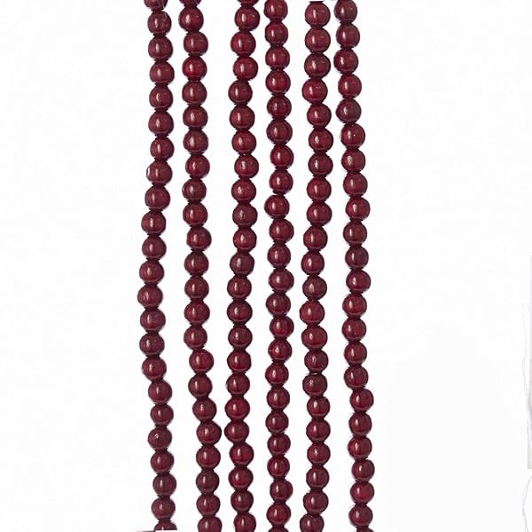 Kurt Adler - 9-Foot Wood Beaded Burgundy Garland - TN0066
