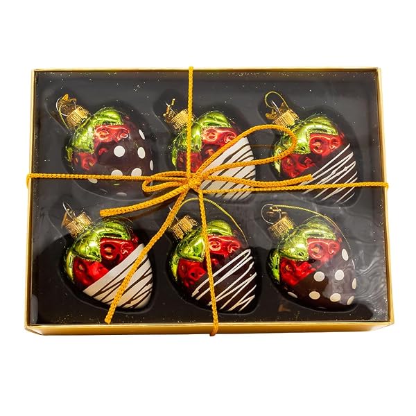 Kurt Adler - 2.36-Inch Noble Gems Glass Chocolate Strawberry Ornaments - NBX0102
