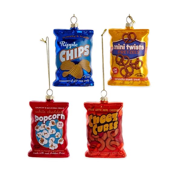 Kurt Adler - Snack Chip Pretzel Bag 4 Inch Glass Hanging - J8839