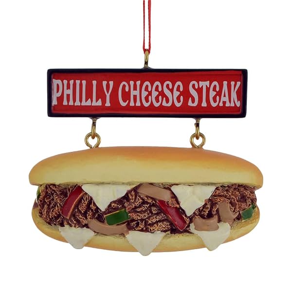 Kurt Adler - Philly Cheese Steak Sandwich with Sign Ornament - A1786
