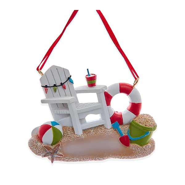 Kurt Adler - Decorated Beach Chair White and Red 2.5 Inch - A2233