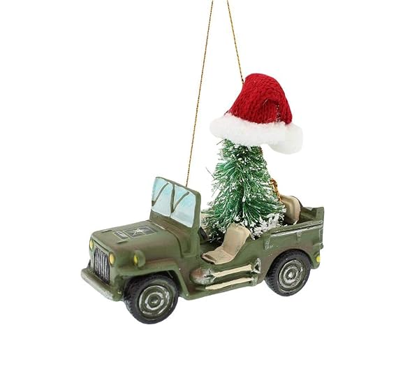 Kurt Adler - U.S Army Vehicle With Christmas Tree Ornament - AM2192
