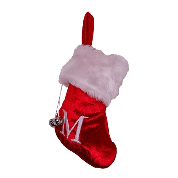 Kurt Adler - Red White Monogrammed M Miniature Stocking - C1257M
