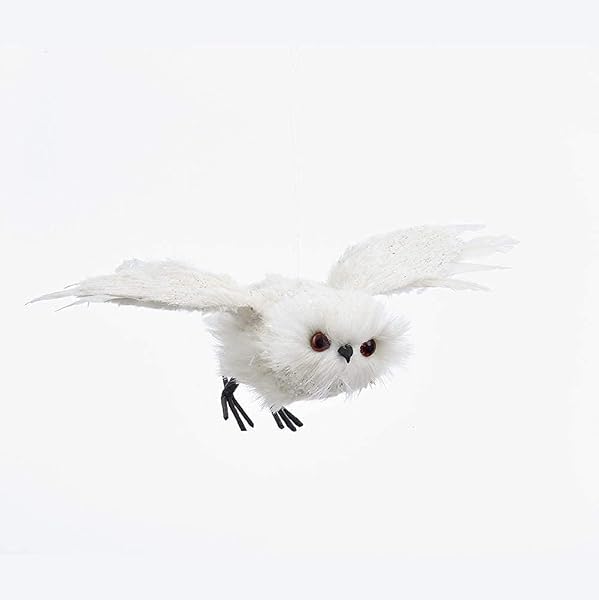 Kurt Adler - Plush White Flying Owl Ornament - C2311