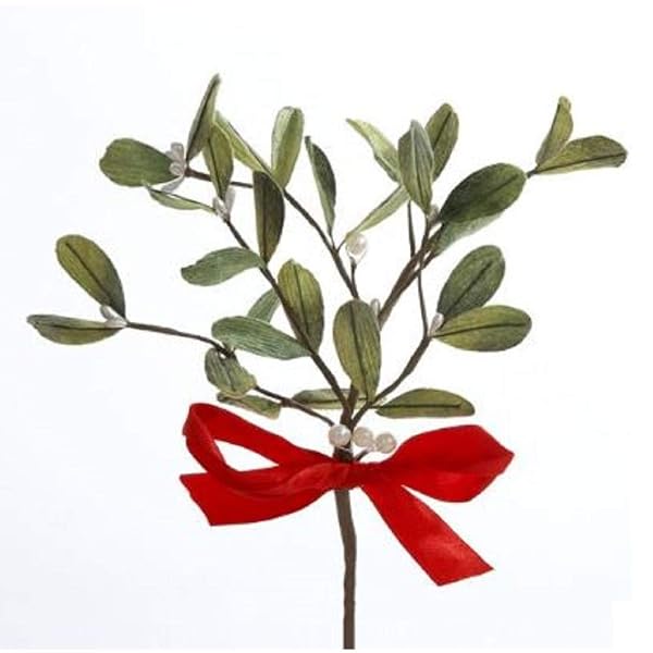 Kurt Adler - Mistletoe with Red Bow Pick - C3790