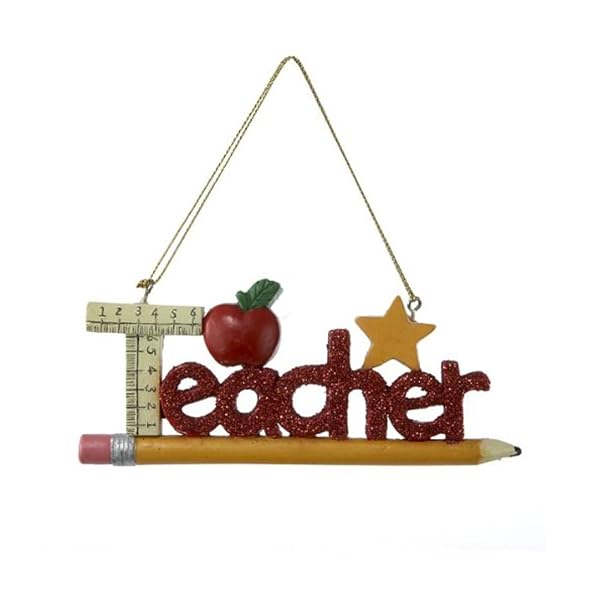 Kurt Adler - Teacher Words Christmas Tree Ornament Decoration Pencil App - C8503