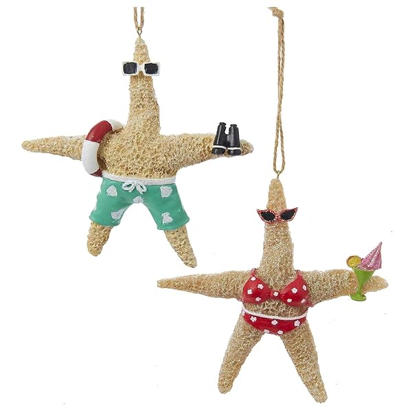 Kurt Adler - Beach Style Tan Starfish Couple Decorative Holiday Christma - C8971