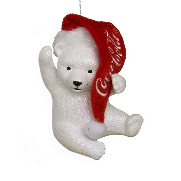 Kurt Adler - Coca Cola Polar Bear Cub with Hat Ornament - CC1173